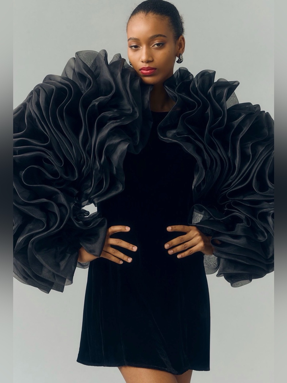 Anthropologie Ruffle Drama Sleeve Shrug